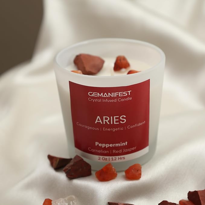 Aries Candle Gifts for Women Men Zodiac Crystal Candles with Aries Zodiac Bracelet for Manifestation Best Thoughtful Gifts for Christmas New Year Birthday Presents for Candle Lovers