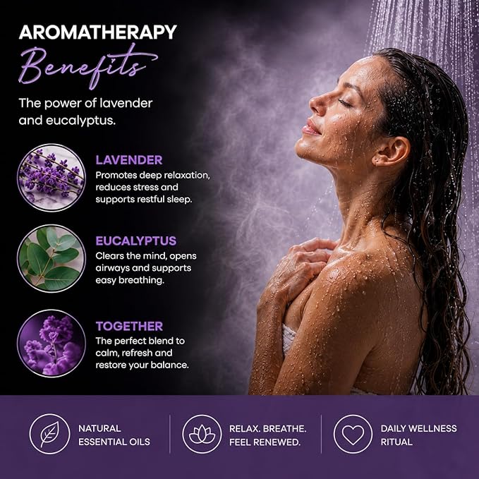 Shower Steamers Aromatherapy, Essential Oil Pods Infused for Relaxation, Shower Pods Aromatherapy - Calming, Stress Relief & Self Care Gifts for Women - Lavender Eucalyptus