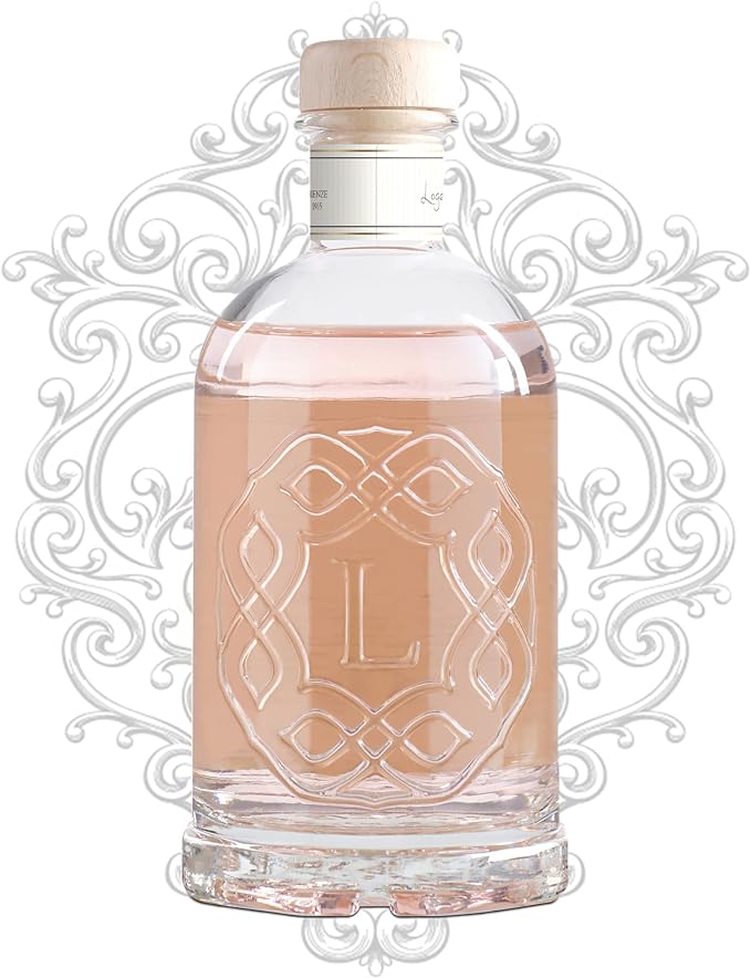 Logevy Firenze 1965 Peonia in Fiore – Peony in Bloom Luxury Home Fragrance Diffuser from Master Perfumer in Italy with Sweet Floral Notes in Elegant Glass Bottle with 12 Natural Bamboo Reeds – 500ml