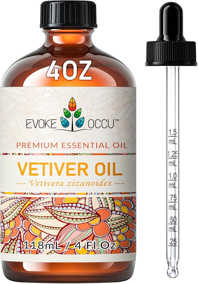 EVOKE OCCU & Vetiver Essential Oil for Skin, DIY, Candle and Soap Making - 4 Fl Oz