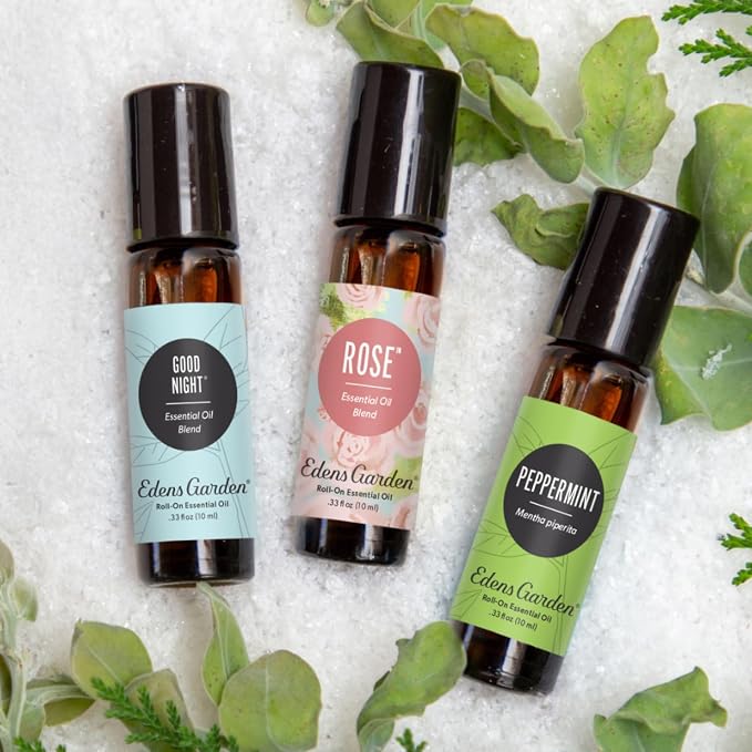 Edens Garden Essential Oil Roll-On 3 Set, 100% Pure Therapeutic Grade & Natural Aromatherapy Roller Blends For Relaxation, Sleep & Skin Care Oils - For Massage, Body & Self Care, 10 ml Roll-On/ 3 Pack