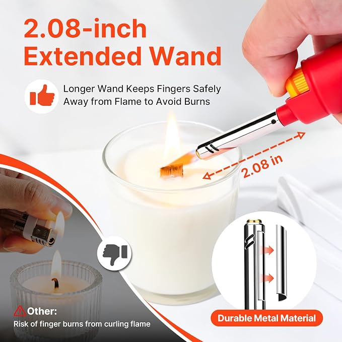MK Lighter Candle Lighters, Windproof Flame, Ideal for Candle, BBQ, Camping, Outdoor, Butane Refillable, Multipurpose Lighters (NBR-10PC)