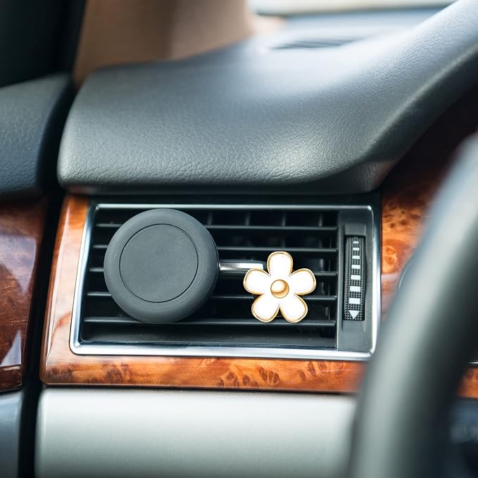 Frienda 6 Pcs Daisy Flower Air Vent Clip Accessories Air Conditioning Outlet Clip Car Air Freshener Dashboard Accessories Charm Car Inter Decor(3 cm, 3.3 cm,Red, White, Black)
