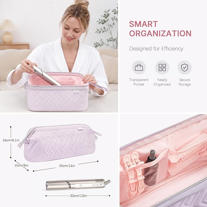 Leudes Hair Tools Travel Bag for Shark Flexstyle Carrying Case Portable Shark Hair Air Wrap Dryer Case Waterproof Dustproof Flat Curling Iron Travel Organizer (Lavender Violet)