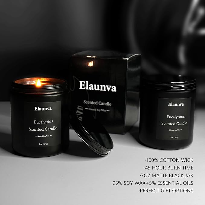 Eucalyptus Scented Candle 7oz, Natural Soy Wax | Aromatherapy, Spring Fresh Home Scent, Stress Relief, Spring Easter Home Decor Gift