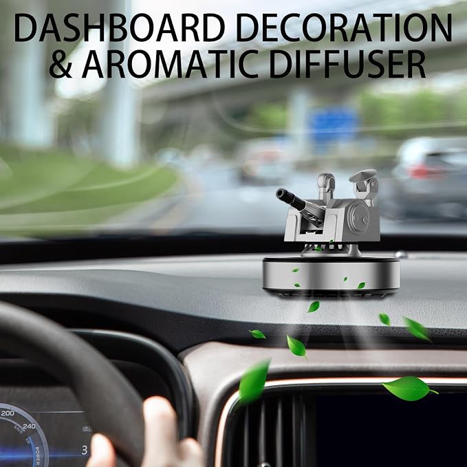 Artillery Car Air Freshener – Solar Powered Rotating Aromatic Diffuser for Car Interior Dashboard, 2025 New Decoration & Accessories for Men, Women, and Military Enthusiast