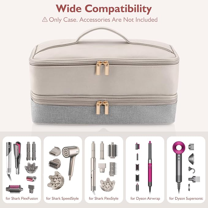 Travel Carrying Case for Shark Hair Dryer Flexstyle FlexFusion Airwrap Brush Double-Layer Hair Accessories Tools Storage Bag for Revlon Hairdryer Styler Organizer