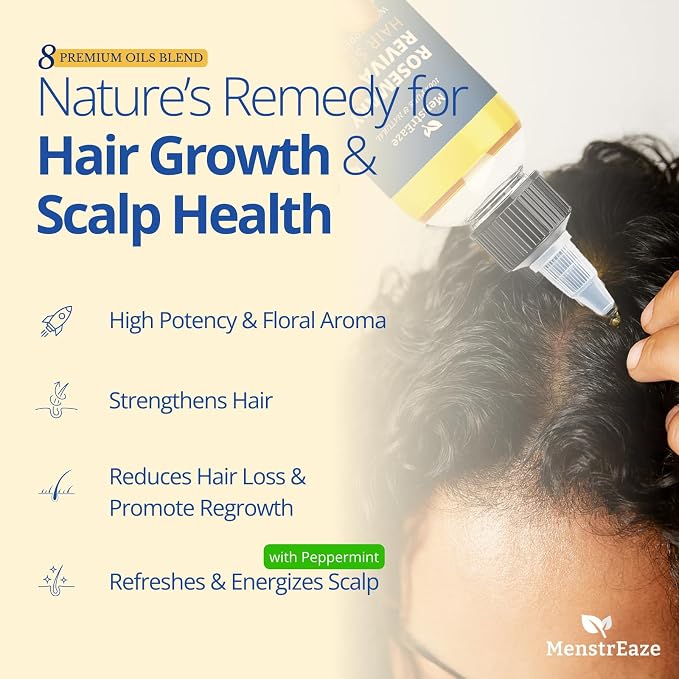 Rosemary, Peppermint & Castor Oil for Hair Growth & Scalp Refresh (6.7 fl oz), Infused with Biotin, Black Sesame, Grapeseed, Jojoba, & Vitamin E Oils for Itchy Scalp, Refreshing & Hydration