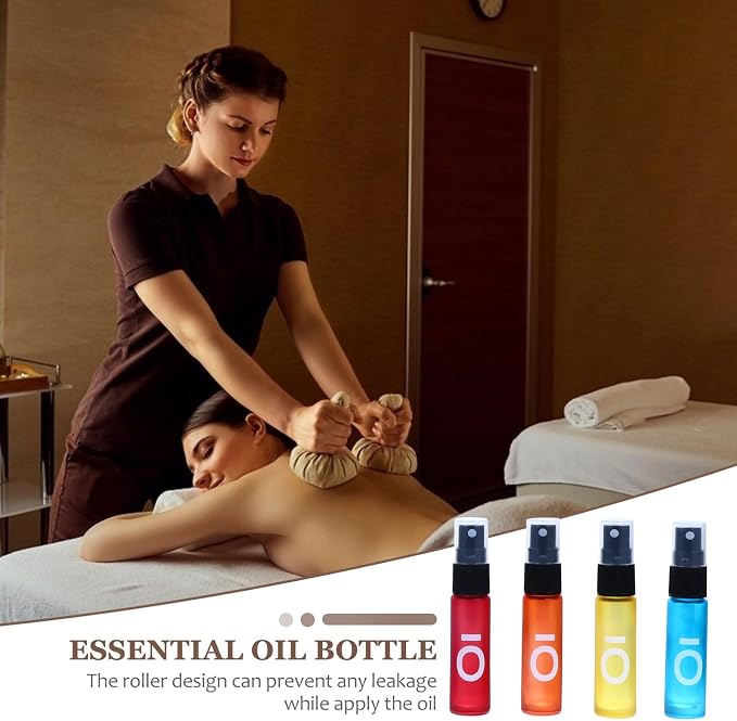 8pcs 10ml Glass Roller Bottles with Caps Mini Essential Oil Perfume Bottle Kit Refillable Portable for Aromatherapy and