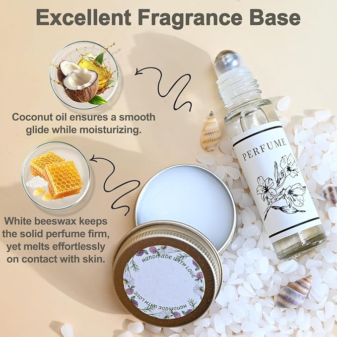 Perfume Making Kit- DIY Solid Perfume for Women, 2-in-1 Roller Perfume & Solid Cologne, Mini Perfume Set with Fragrances Bottle, Essential Oils, Perfume Travel Refillable Gift for Women, Men