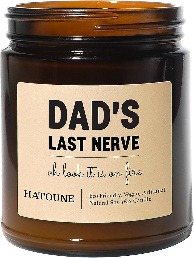 Amber & Oakmoss Scented Soy Candle, Dad's Last Nerve - Oh Look It is On Fire, Made in USA, Hand Crafted, 40-50 Hour Burn Time, 7.2 oz Amber Jar