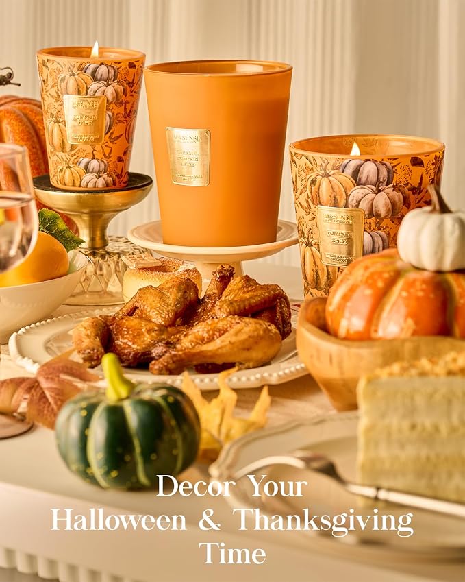 M&SENSE Pumpkin Spice Soy Candle, 14.1oz 60H Non Toxic Slow Burning, Warm Autumn Spice Aromatherapy, Harvest Season Gift