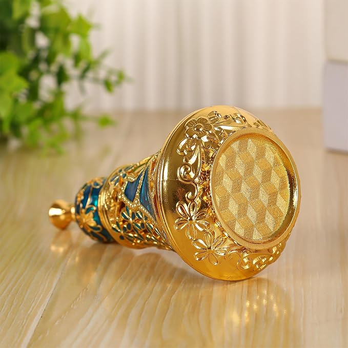 Arabic Patterns Scent Bottle, Middle Eastern Alloys Stylish Perfume Bottle, Small Sized Portable Container for Home Travel Carrying