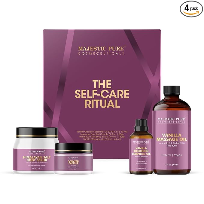 Majestic Pure Spa & Pamper Set | Gift Set of 4 | Relaxing Self-Care Essentials for Home Spa Experience