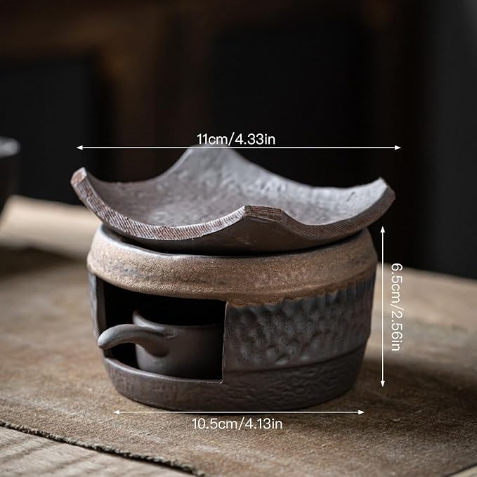 Incense Burner & Candle Warmer | Ceramic Aromatherapy Diffuser Includes Wooden Clips and Pads for Wax Melts, Dried Herbs and Palo Santo | Bedtime Calm