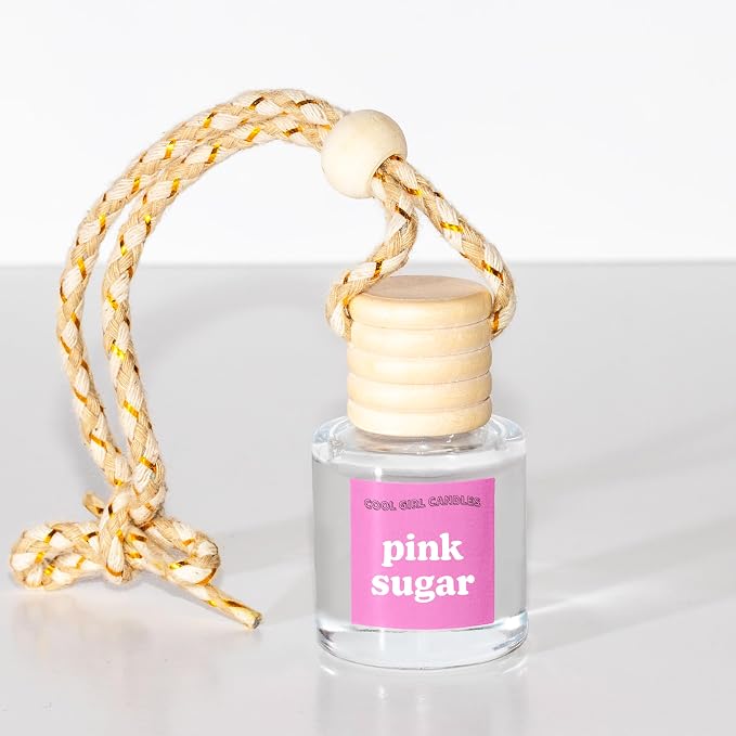 COOLGIRLCANDLES Pink Sugar Car Air Hanging Fragrance Oil Diffuser - Essential Oils Air Freshener for Automobiles, Long Lasting Scents Aromatherapy