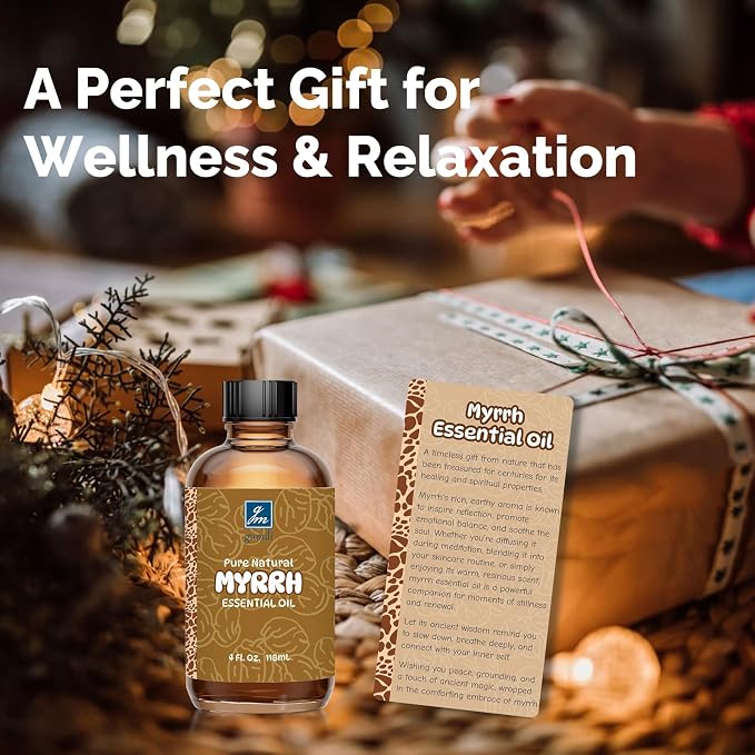 GM Gumili Myrrh Essential Oil 4 Oz, 100% Pure Natural Myrrh Oil for Diffuser, Skin, Hair, Body & Face, Massage, DIY & Home Use