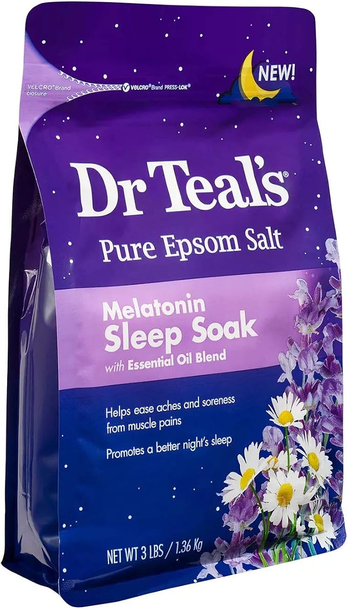 Dr Teal's Salt Bath Variety Gift Set (2 Pack, 3lbs Ea.) - Relax & Relief Eucalyptus & Spearmint, Melatonin Sleep Soak - Essential Oils Blended with Pure Epsom Salt & Melatonin - Promotes Better Sleep