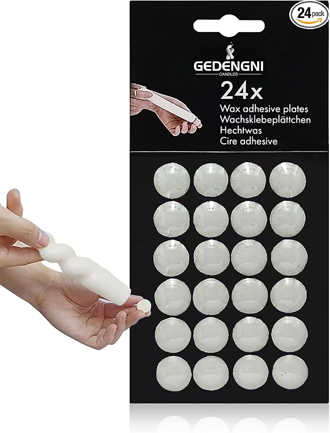 Taper Candle Wax Dots - 24pcs Spiral Candle Sticky Dots White Candles Adapter Small Candlestick Adhesive,Soft Wax for Any Candles Holder Accessories-White