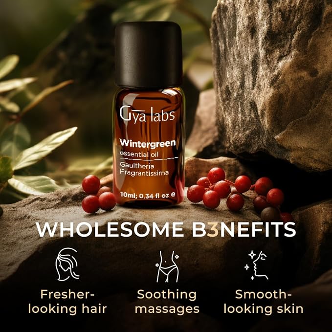 100% Pure Wintergreen Essential Oil - 0.34 Fl Oz - Wintergreen Oil for Hair, Skin, Diffuser, Aromatherapy & DIY Candle Making Scent