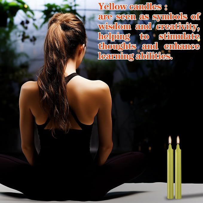 24 Pack Yellow Spell Chime Candles – Premium Mini Unscented Taper Candles for Rituals, Prayer, Birthdays, Meditation, Altar, Spells, Chime Candles - 4 Inch Tall - Ideal for Witches