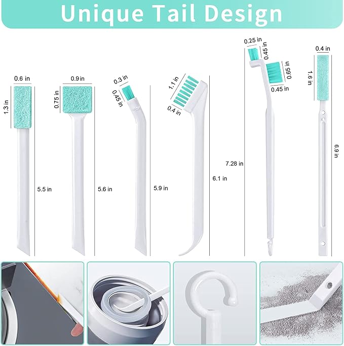 Lumkew Small Cleaning Brushes for Small Spaces, Tiny Household Cleaning Supplies Tools, Mini Crevice Cleaning Brush Scrub Narrow Corner Nook Track Grooves Bathroom Kitchen Home Detailing, 16 Pcs