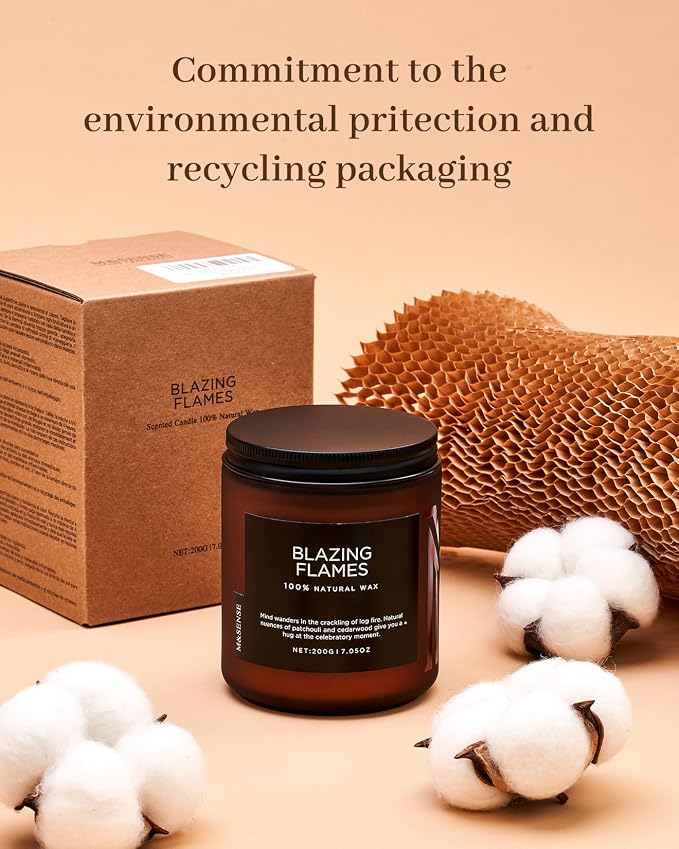 M&SENSE Cardamon & Cypress Scented Candle, 50 Hours Burn Clean Non Toxic Candle 7.05oz Natural Soy Wax Organic Candles Cozy Home Fragrance Meditation Candle Holiday Birthday Gift for Men Women