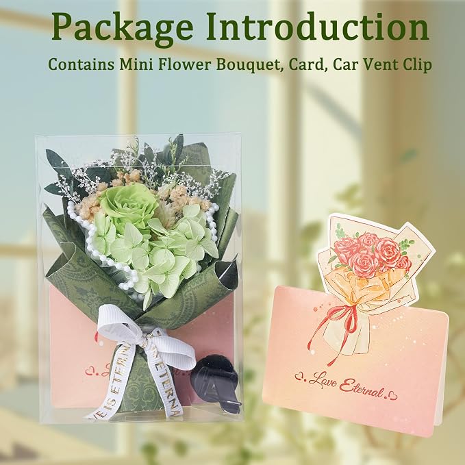 Small Bouquet Car Air Freshener Vent Clips Mini Fresh Flower Bouquet Air Conditioning Outlet Perfume Clip Decoration Essential Oil Diffuser Vent Clip Auto Interior Accessories for Car Decor