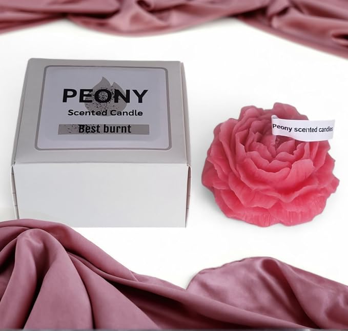Peony Flower Shaped Candle with Scent, Soy Wax Blend Aromatherapy Candle, Gift Candle, Gifts for Women, Candles for spa, Stress Relief, Meditation, Wedding, Home Decor, Relaxing Atmosphere, (Pink)