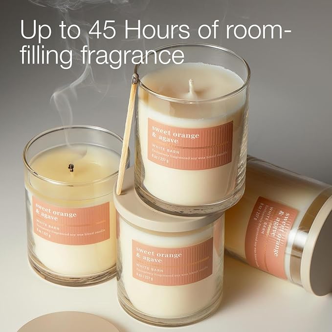Bath & Body Works Single Wick Candle, Sweet Orange & Agave Candle, Long-Lasting Burn Up to 45 Hours, Exclusively Fragranced Soy Wax Blend, 8 oz - 2 Pack