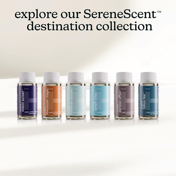 Homedics SereneScent Waterless Diffuser Oil Refill — Miami Sunset (120ml). Bright & Tropical Home Fragrance. Compatible with SereneScent Diffusers. Easy Twist Plug & Play