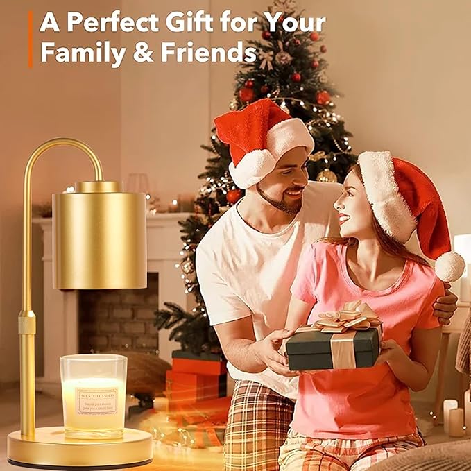 CASTLELIFE Candle Warmer Lamp with Timer & Dimmer, Height Adjustable Electric Wax Melt Warmer for Jar Candles, Gifts for Women Mom Home Decor, Gold