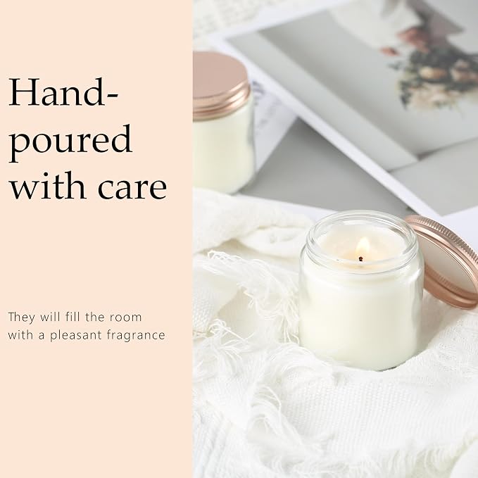 24 Pcs 4 Oz Mason Jar Candles, Lavender Scented Soy Candles Bulk Set for Stress Relief and Relaxation, Great Favors for Wedding, Christmas, Housewarming Gifts (Pink, Lavender, 24)