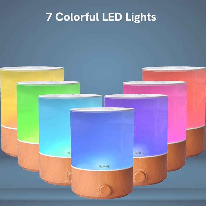 BlueHills Premium 4000 ML XL Essential Oil Diffusers - 70 Hour Run Aromatherapy Diffuser & Air Humidifier Mist for Large Room 7 LED Colors Oil Big Diffuser Essential Oils for Home w/Auto Shut Off E403
