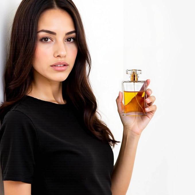 YU FENG Glass Perfume Spray Bottle Set, Refillable Fine Mist Atomizer for Fragrance, Travel & Home Use – Square Glass, Gold Cap, 100ML, 2 Pack