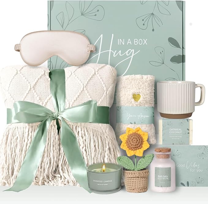 Get Well Soon Gift Baskets for Women, for Mom, Thinking of You Warm Spa Care Package with Luxury Gifts Basket for Women Friends Sister