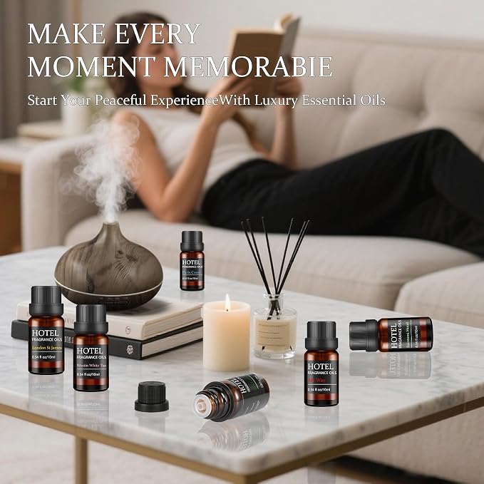 Hotel Collection Luxury Scent for Diffuser Oils Set Inspired by Iconic 5-Star Hotels- Aromatherapy Essential Oils for Diffuser & Home Scenting