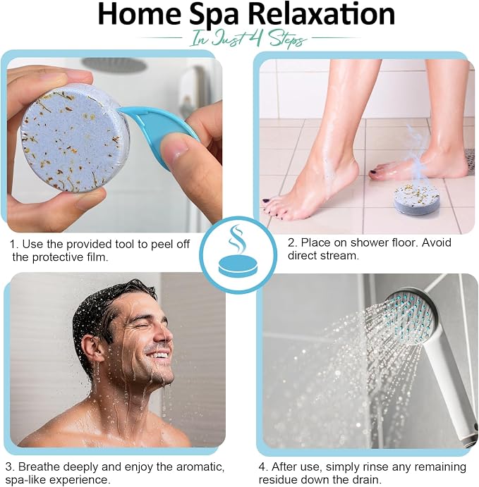 Shower Steamers Aromatherapy Birthday Gifts for Women - 8 Pcs Mothers Day Gifts for Mom Wife Daughter Grandma, Self Care with Natural Essential Oils Relaxation Home Spa Gift Set (Blue)