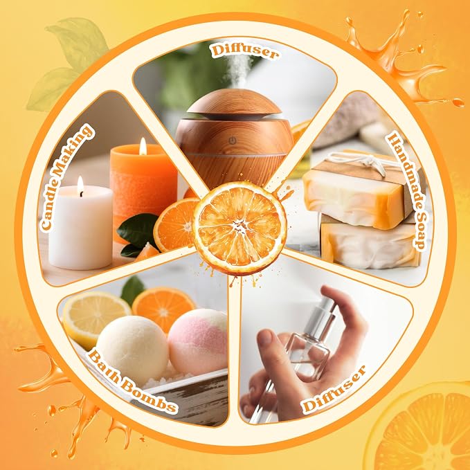 Citrus Essential Oils Set,Premium Fragrance Oil for Diffuser for Home,Scented Oil for Candle & Soap Making, Sweet Orange, Bergamot, Lemon, Grapefruit, Lime, Mandarin, Fruit Aromatherapy Oils