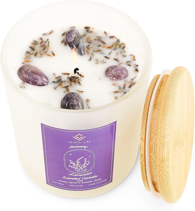 Crystal Vibes Scented Candle for Aromatherapy & Meditation | Long-Lasting Fragrance | Relaxing Home Décor | Stress Relief & Calm Ambience
