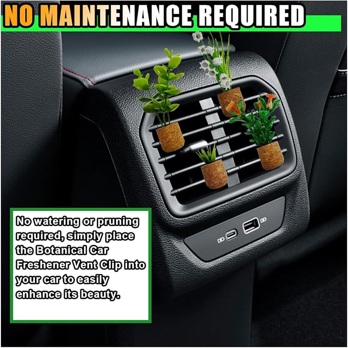 4PCS Plant Car Air Freshener Vent Clip, 3D Artificial Aromatherapy Diffuser, Cute Mini Flower Vase, Creative Interior Decoration Accessories (Type 1)