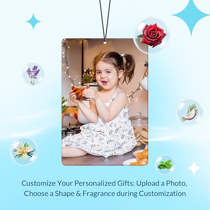 Custom Air Fresheners with Picture for Car | Personalized Photo Gifts; Double-Sided Print; Hanging Ornament; Scent Choice Available; Rectangle Shape