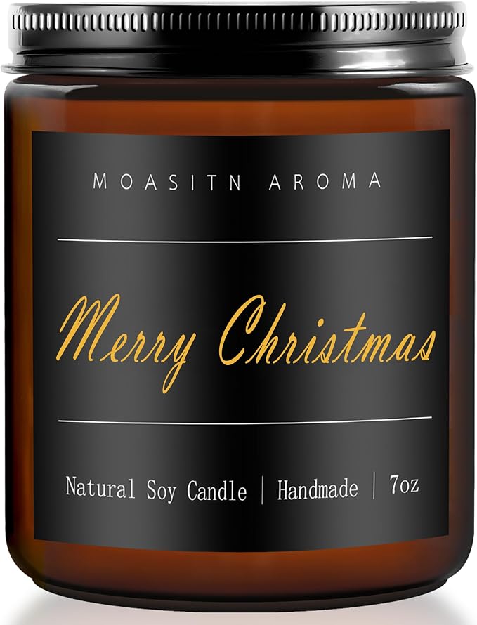 MOASITN Merry Christmas Scented Candles for Home|Cardamom,Cinnamon,Orange Scented Natural Soy Candle|Women,Men Jar Candel for Christmas,Winter,Relaxing|Longlasting Aromatherapy Candle|7oz