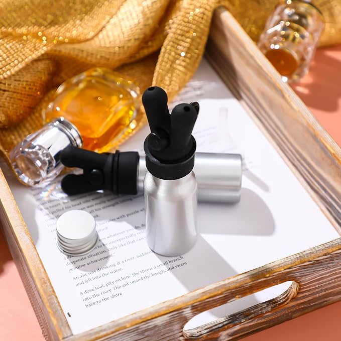 Chunful 2 Pcs Essential Oil Inhalers Leakproof Double Hole Aluminum Aroma Nasal Inhaler Cap Mini Perfume Dispenser Bottle for Enhances Aromatherapy
