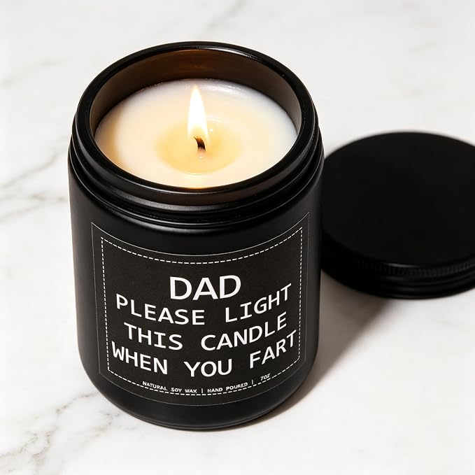 “Please Light This Candle When You Fart” Humor Candle, Dad Gifts, Dad Gifts from Daughter & Son, Birthday Gift, Sandalwood Soy Wax, 7OZ