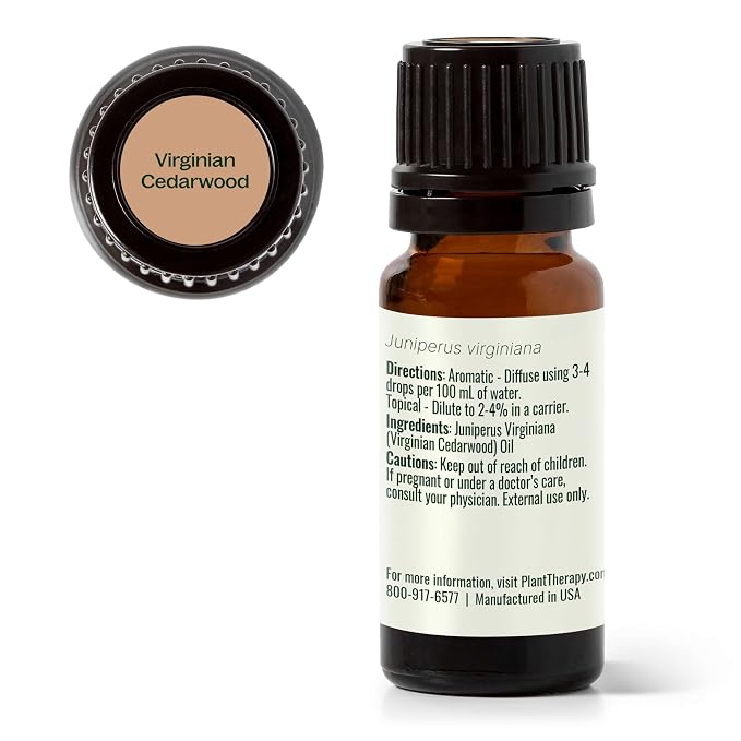 Plant Therapy Cedarwood Virginian Essential Oil 10 mL (1/3 Oz) 100% Pure, Undiluted, for Aromatherapy, Clear Skin and Respiratory Support
