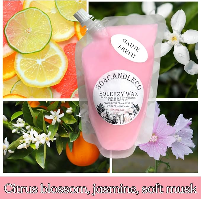 304CandleCo Large Squeeze Soy Wax Melt - 50 SCENTS! - Highly Fragrant & Hand-Crafted - Easy Mix & Match - American Made - Perfect for Wax Warmers (3oz, Gaine Fresh)