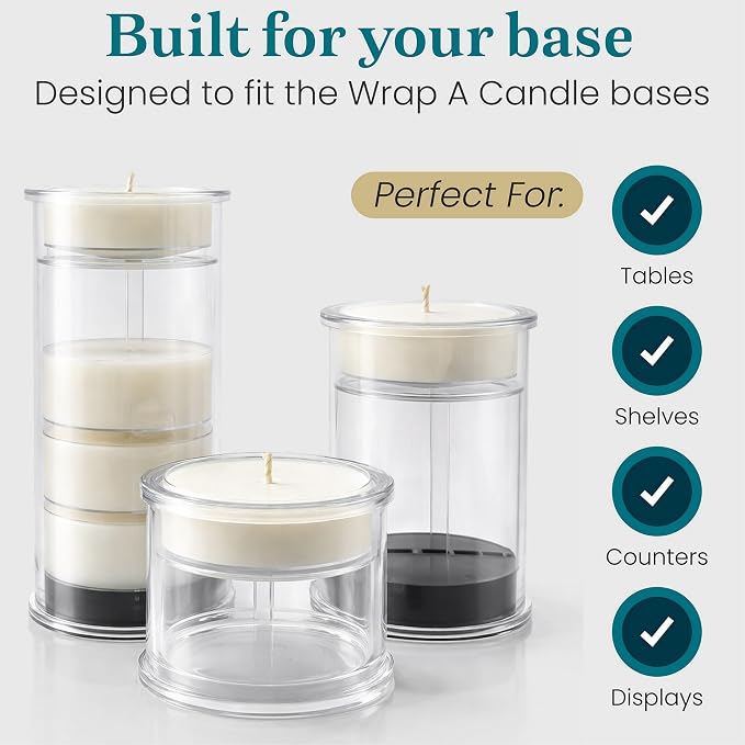Jumbo Tealight Tower, Refill Storage Tube with 6 Premium Tealights, Fits Tall Wrap A Candle Base, 7 Inch Organizer for Scent Rotation, Vanilla Citrus Fresh Spice Holiday Unscented Choice, Gift Décor