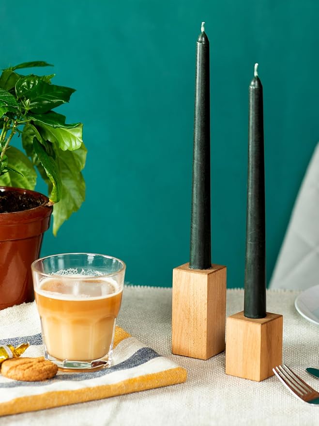 CANDWAX Black 12 inch Taper Candles Pack of 4 - Unscented Smokeless Dripless Tall Candle Sticks - Perfect for Home Decor, Special Occasions - Black Taper Candles (Packaging May Vary)