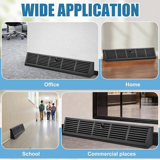 Yaocom 2 Pcs 24 Inch Baseboard Register Duct Opening Size Vent Covers for Home Floor Diffuser Wall Corner Baseboard Air Covers Floor Diffuser Including Screws Easy Installation(Black,Stripes)